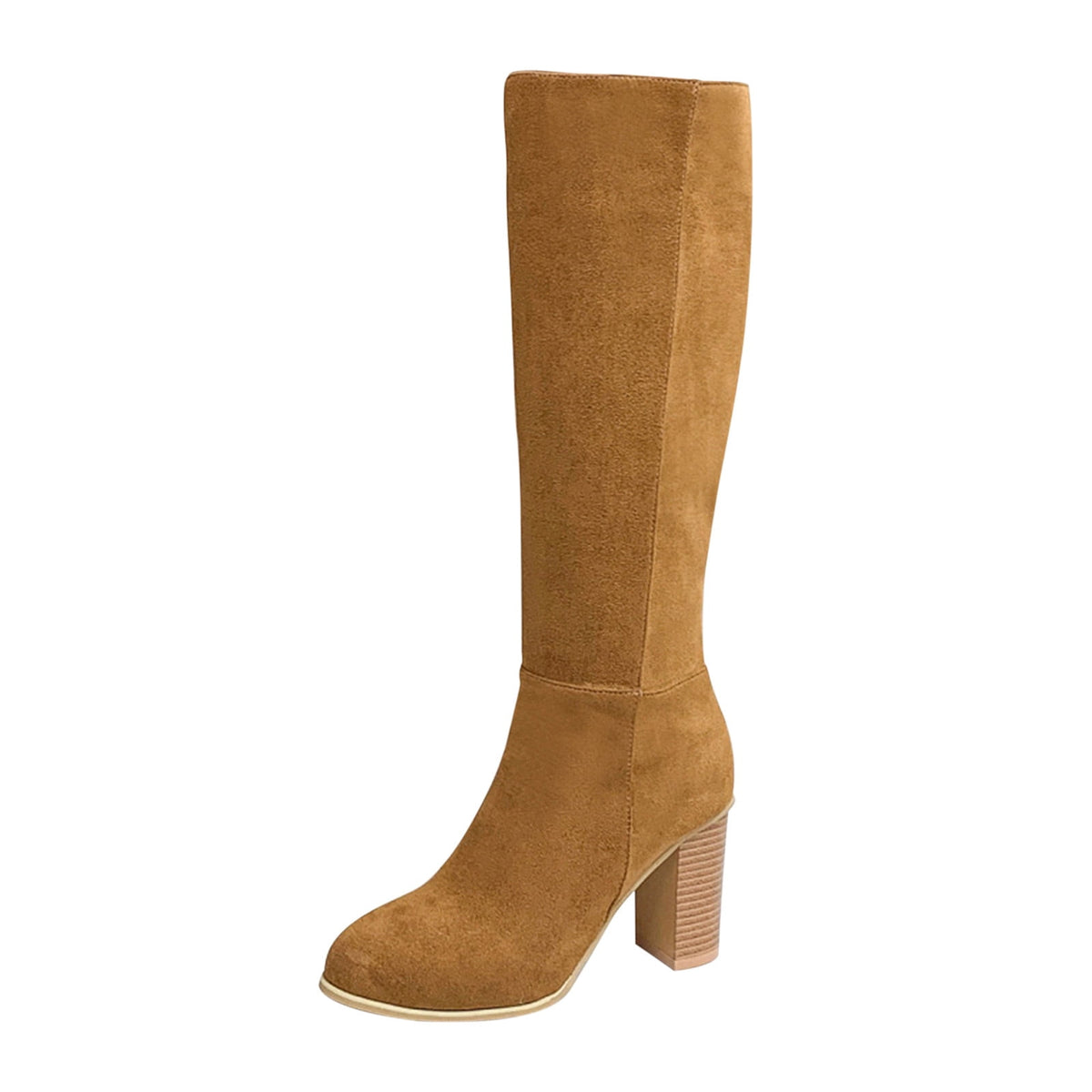 hopeusnice Women's Knee High Boots Fashion Suede Block Heel Round Toe Over The Knee Boots Chunky Heel Fall Winter Boots Black 41