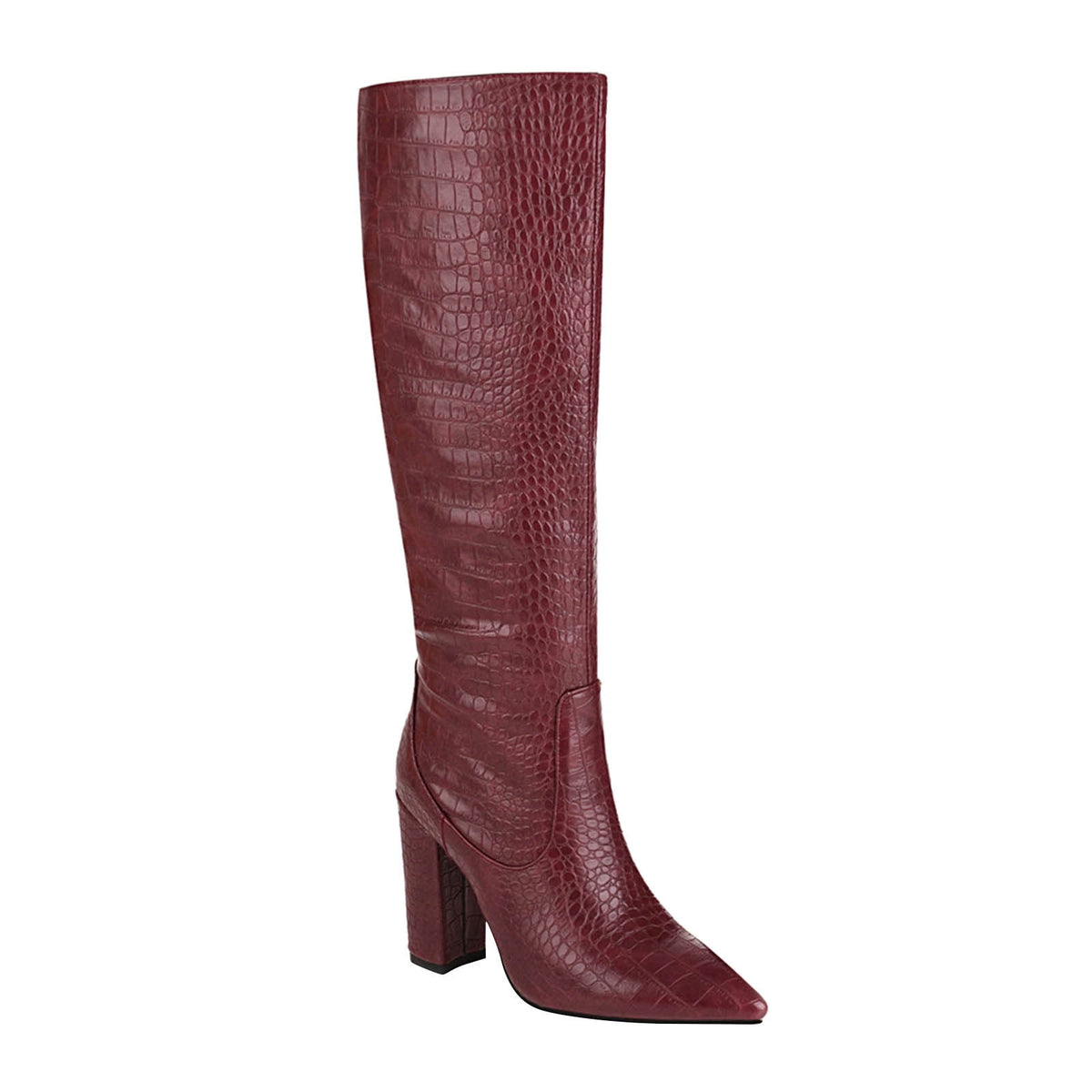 hopeusnice Women's Knee High Boots Pointed Toe Block Heel Over The Knee Boots Faux Leather Chunky Heel Dress Boots Elegant Fall Winter Shoes Yellow 45