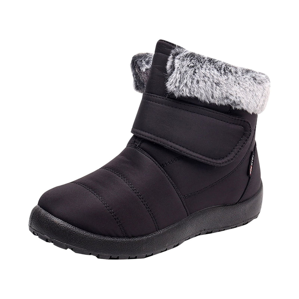 hopeusnice Womens Snow Boots Winter Non-Slip Warm Ankle Booties Slip On Outdoor Fuzzy Fleece Lined Zip Flat Comfort Shoes Black 38