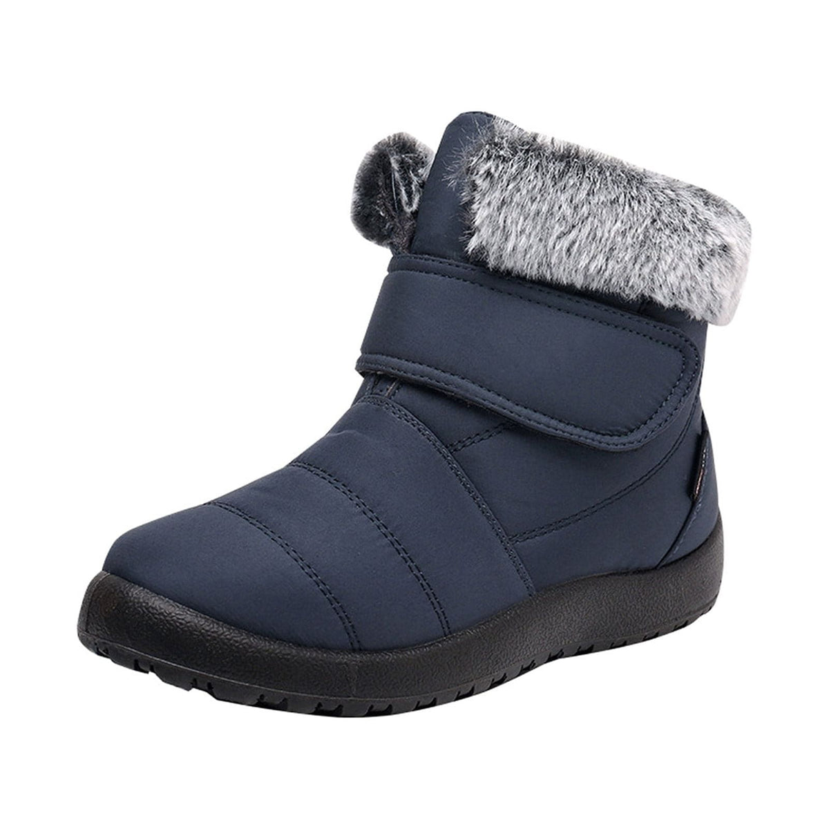 hopeusnice Womens Snow Boots Winter Non-Slip Warm Ankle Booties Slip On Outdoor Fuzzy Fleece Lined Zip Flat Comfort Shoes Black 38