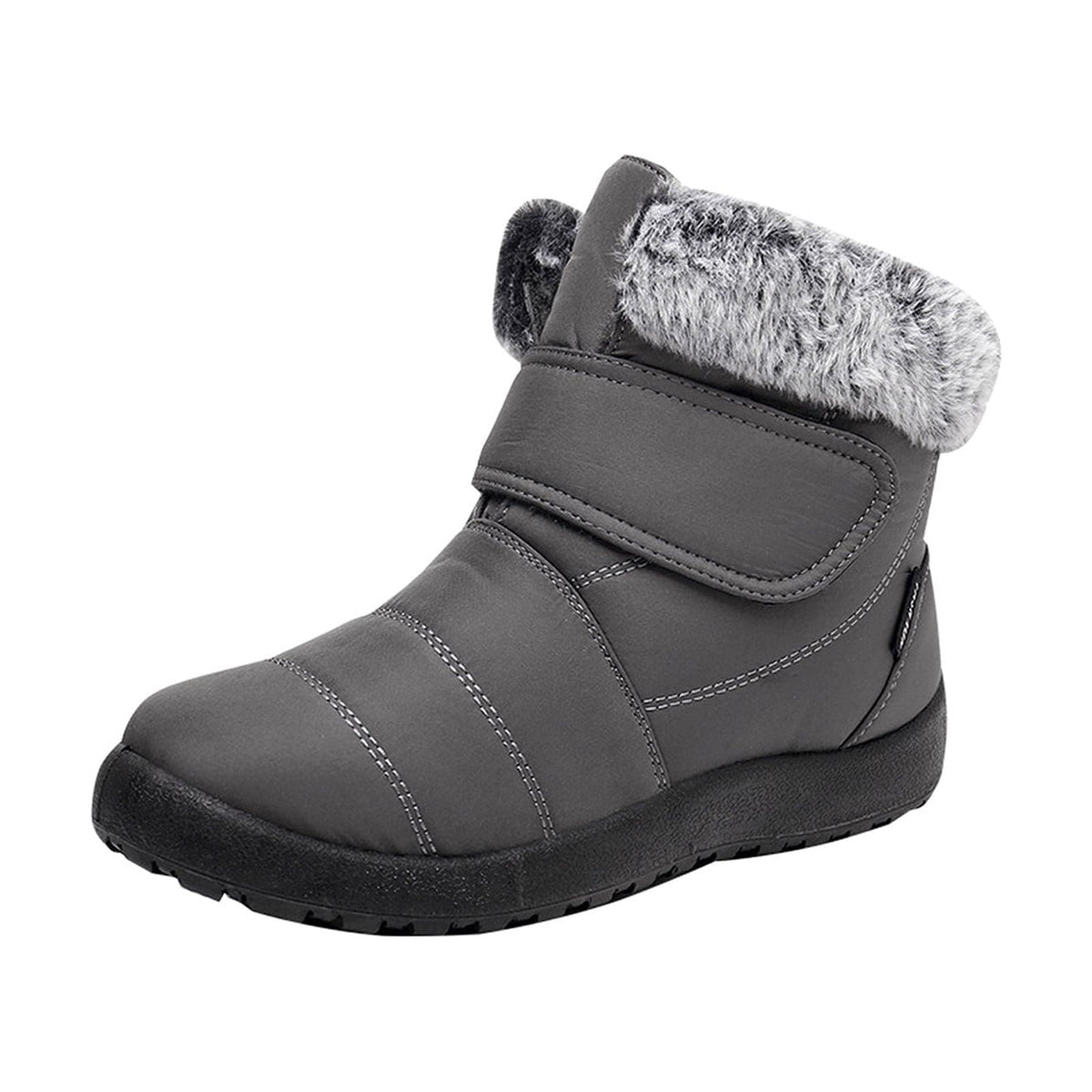 hopeusnice Womens Snow Boots Winter Non-Slip Warm Ankle Booties Slip On Outdoor Fuzzy Fleece Lined Zip Flat Comfort Shoes Black 38